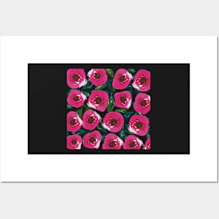 Pink roses pattern Posters and Art